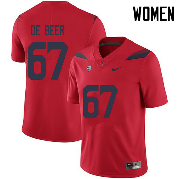Women #67 Gerhard de Beer Arizona Wildcats College Football Jerseys Sale-Red